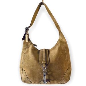 Coach Handbag  brown tan suede Genuine Leather